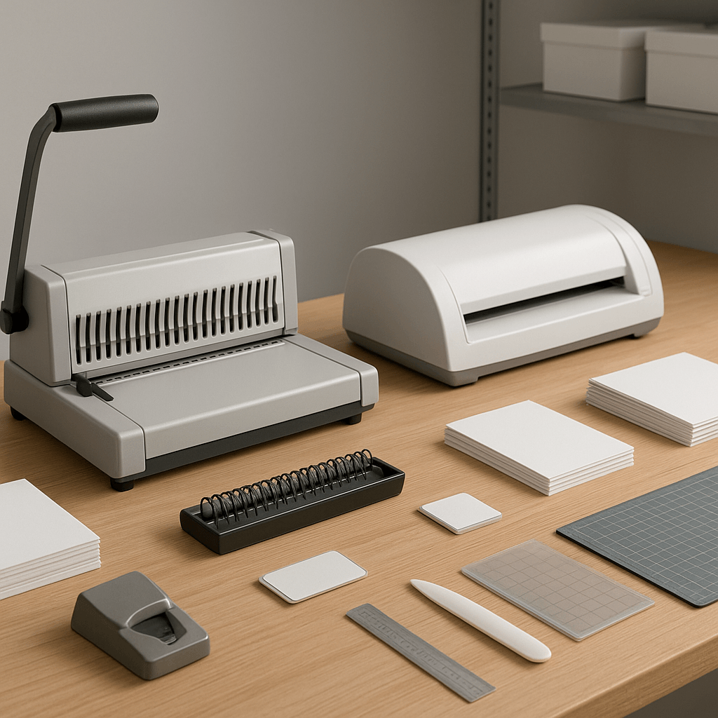 Arbeitsplatz für Binden und Laminieren